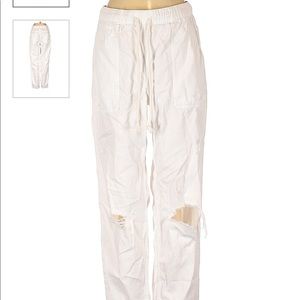 AERIE low rise casual WHITE ripped pants XL